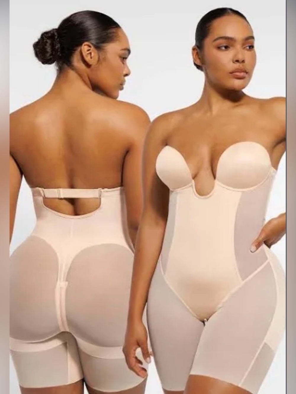 Shapellx Strapless Nude Shapewear Bodysuit with built in bra size XL-NWT